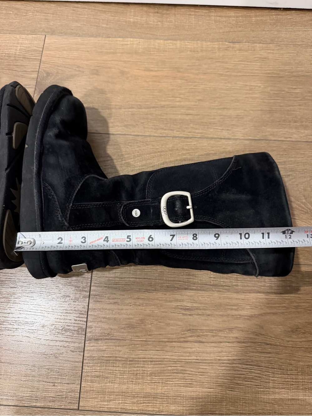 UGG Black Suede Shearling Mid-Calf Boot with Buckle, women 7 - Picture 8 of 13